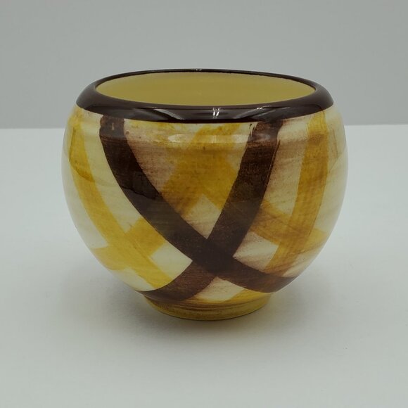 Metlox Poppytrail Vernon Organdie Sugar Bowl with Lid Gold & Brown Plaid Bowl - Picture 9 of 9